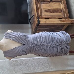 Rowa pleated gathered dress With Plunge Neck & Plunge Back Fits L & X Large
